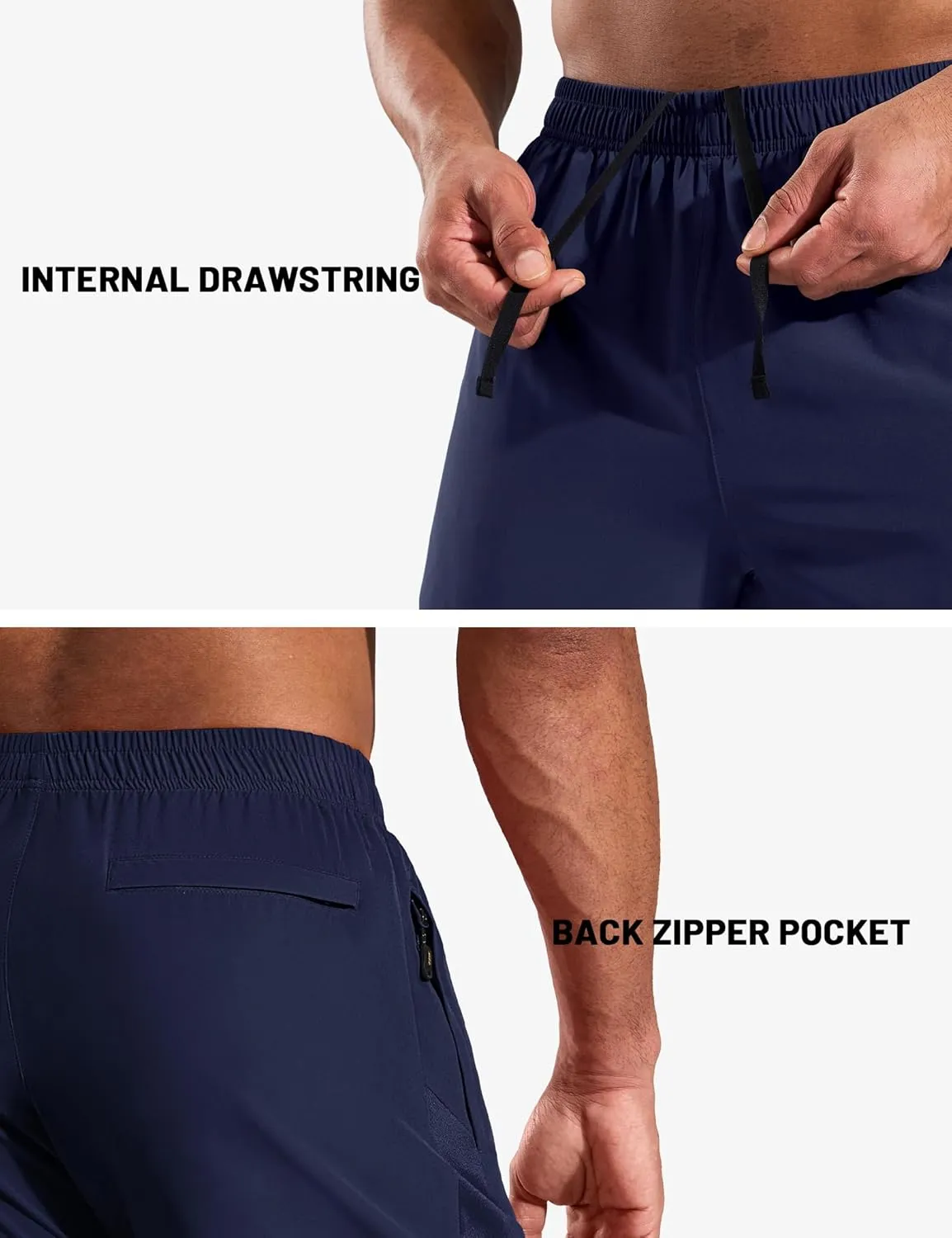 MIER Men's 5 Inch Inseam Running Shorts with Zipper Pockets Quick Dry Athletic Gym Workout No Liner Shorts, Lightweight
