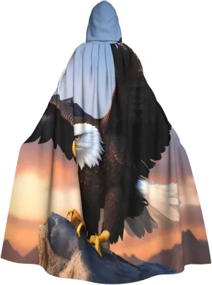 Mighty Bald Eagle Printing Halloween Adult Hooded Cloak for Parties and Costume Events