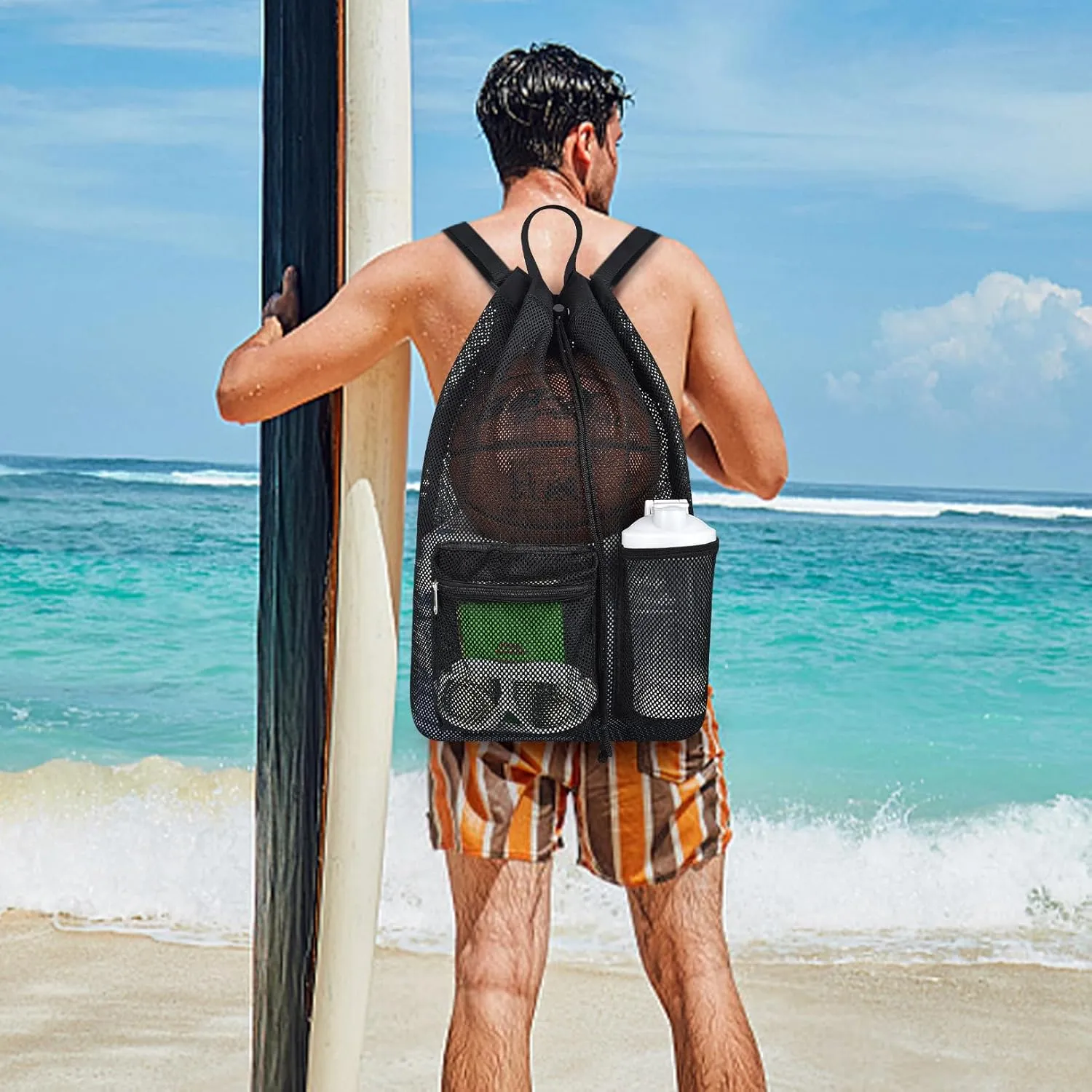Mildbeer Large Drawstring Backpack for Men Women Athletic Gym Sports Workout Beach Swimming Commuting Travel