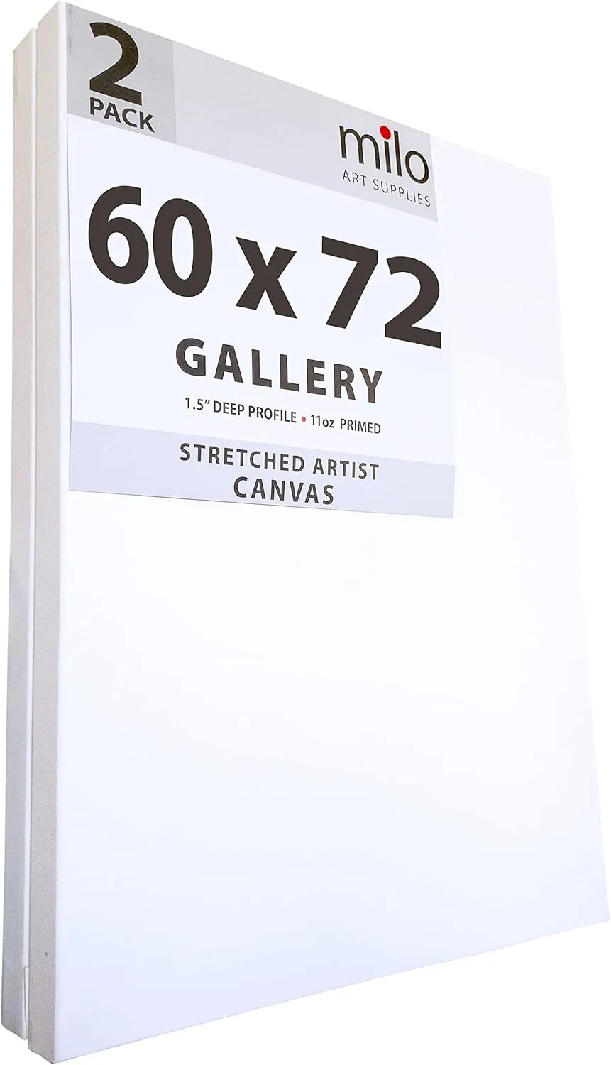 milo Stretched Artist Canvas | 60 x72 inches | 2 Pack | 1.5” inch Thick Gallery Profile | 15 oz Primed Large Canvases for Painting, Ready to Paint Art Supplies for Acrylic, Oil