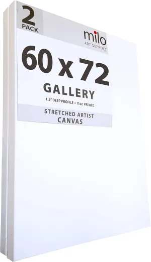 milo Stretched Artist Canvas | 60 x72 inches | 2 Pack | 1.5” inch Thick Gallery Profile | 15 oz Primed Large Canvases for Painting, Ready to Paint Art Supplies for Acrylic, Oil