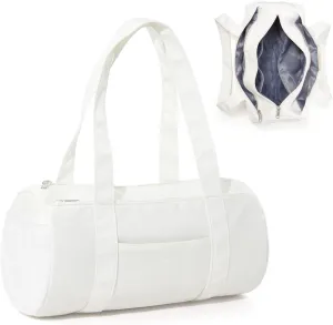 Mini Duffle Bag 13.78” Small Gym Bag, Lightweight Carry On Weekender Overnight Bag for Women Travel, Sport, Easy Daily Outings, 13.78"x6.7"x6.7", Beige
