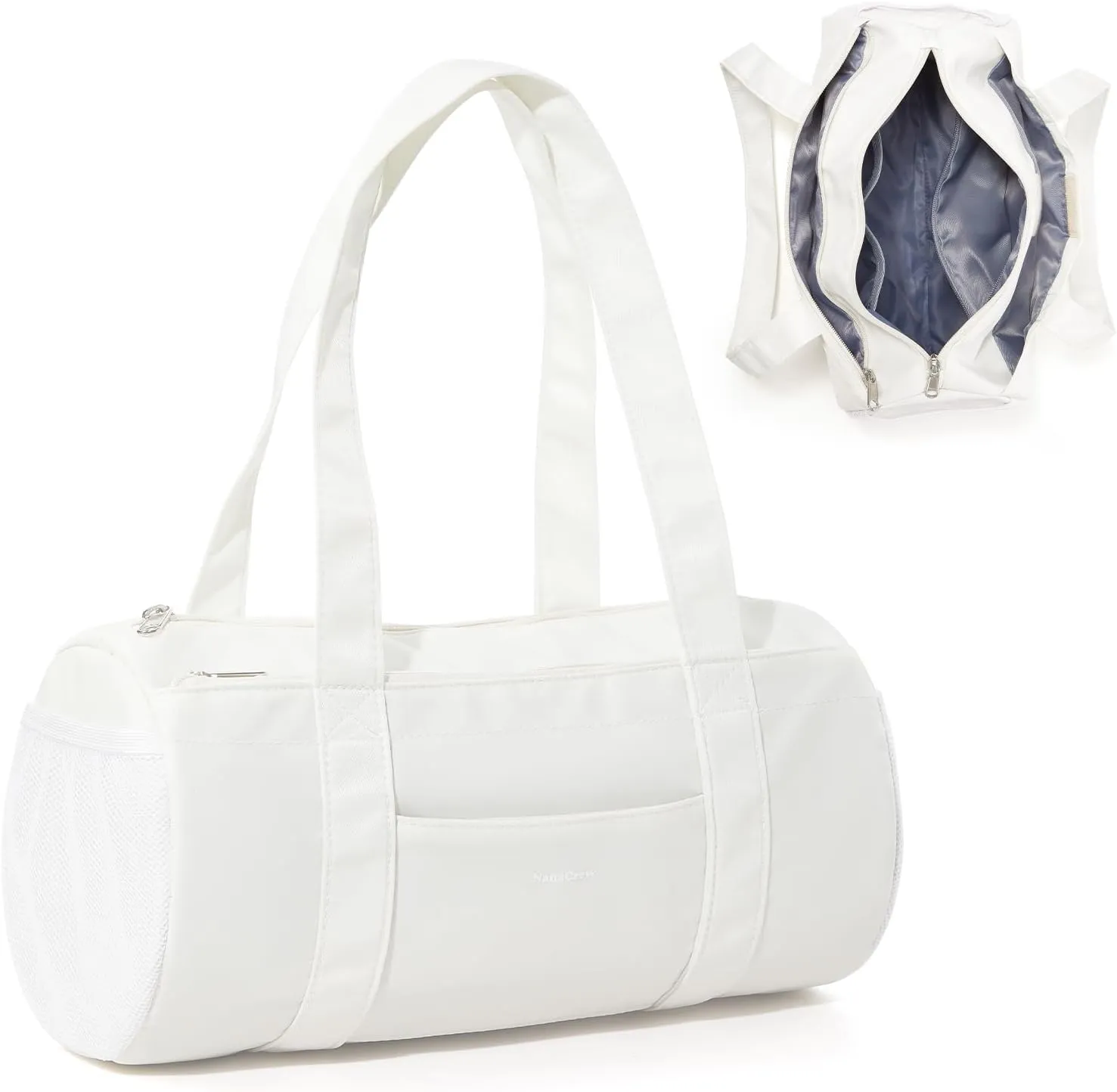 Mini Duffle Bag 13.78” Small Gym Bag, Lightweight Carry On Weekender Overnight Bag for Women Travel, Sport, Easy Daily Outings, 13.78"x6.7"x6.7", Beige