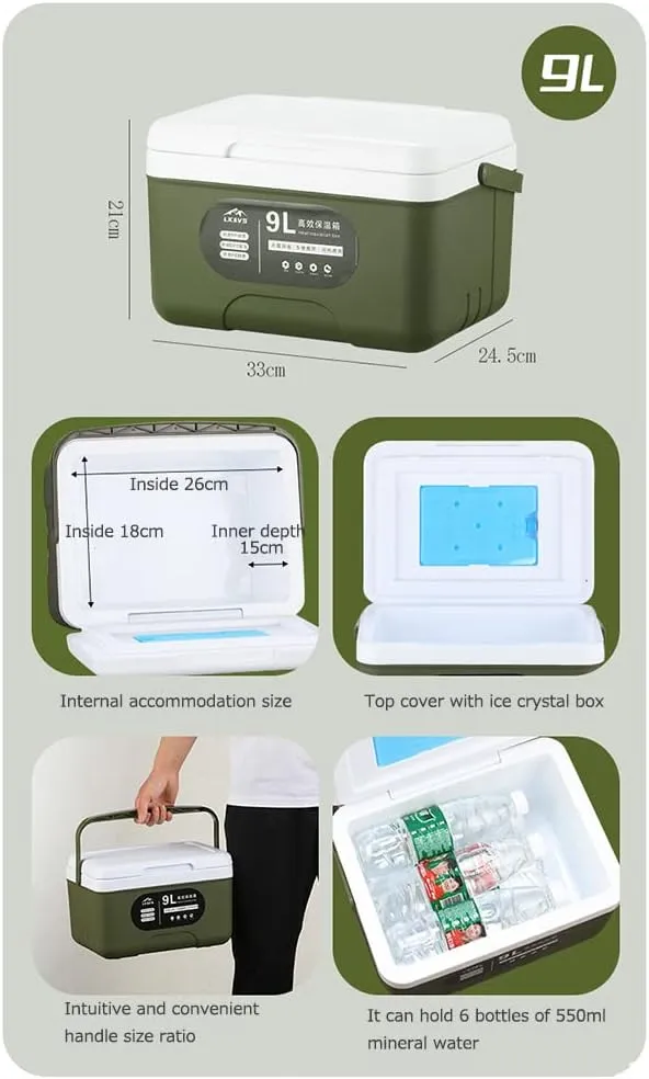 Mini Insulated Hard Cooler Lunch Box, 5 Quart Small Cooler with Handle, Portable Ice Retention Cooler Lunch Boxes for Camping, Picnic, Beach