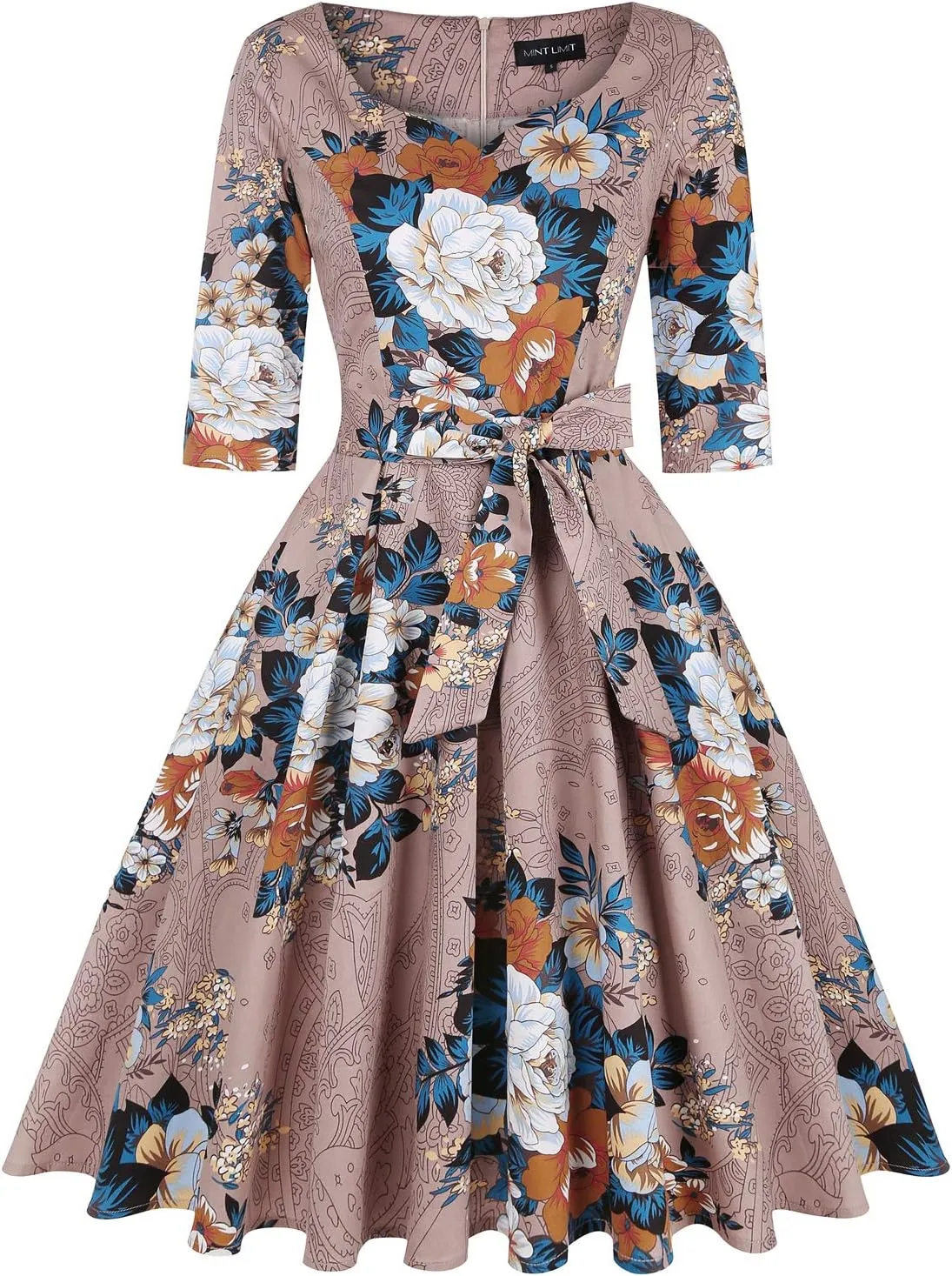 MINTLIMIT Women's 1950s Retro Vintage Rockabilly Sweetheart Cocktail Dress with Pockets