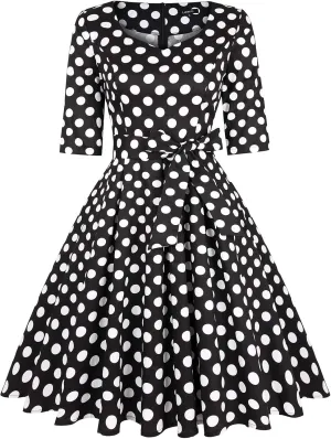 MINTLIMIT Women's 1950s Retro Vintage Rockabilly Sweetheart Cocktail Dress with Pockets