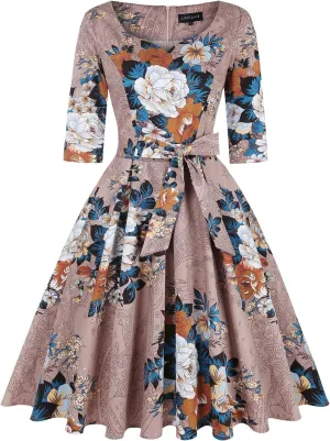 MINTLIMIT Women's 1950s Retro Vintage Rockabilly Sweetheart Cocktail Dress with Pockets