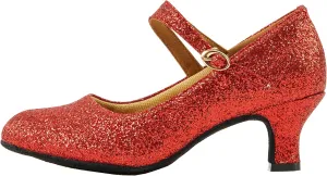 missfiona Women's Glitter Latin Ballroom Dance Shoes Pointed-Toe Y Strap Dancing Heels