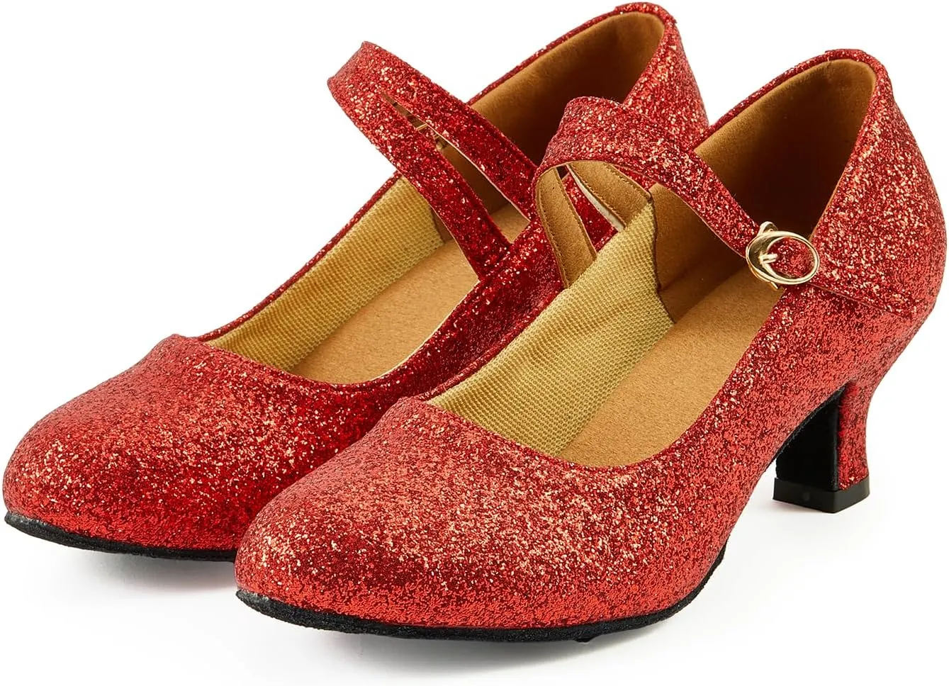 missfiona Women's Glitter Latin Ballroom Dance Shoes Pointed-Toe Y Strap Dancing Heels