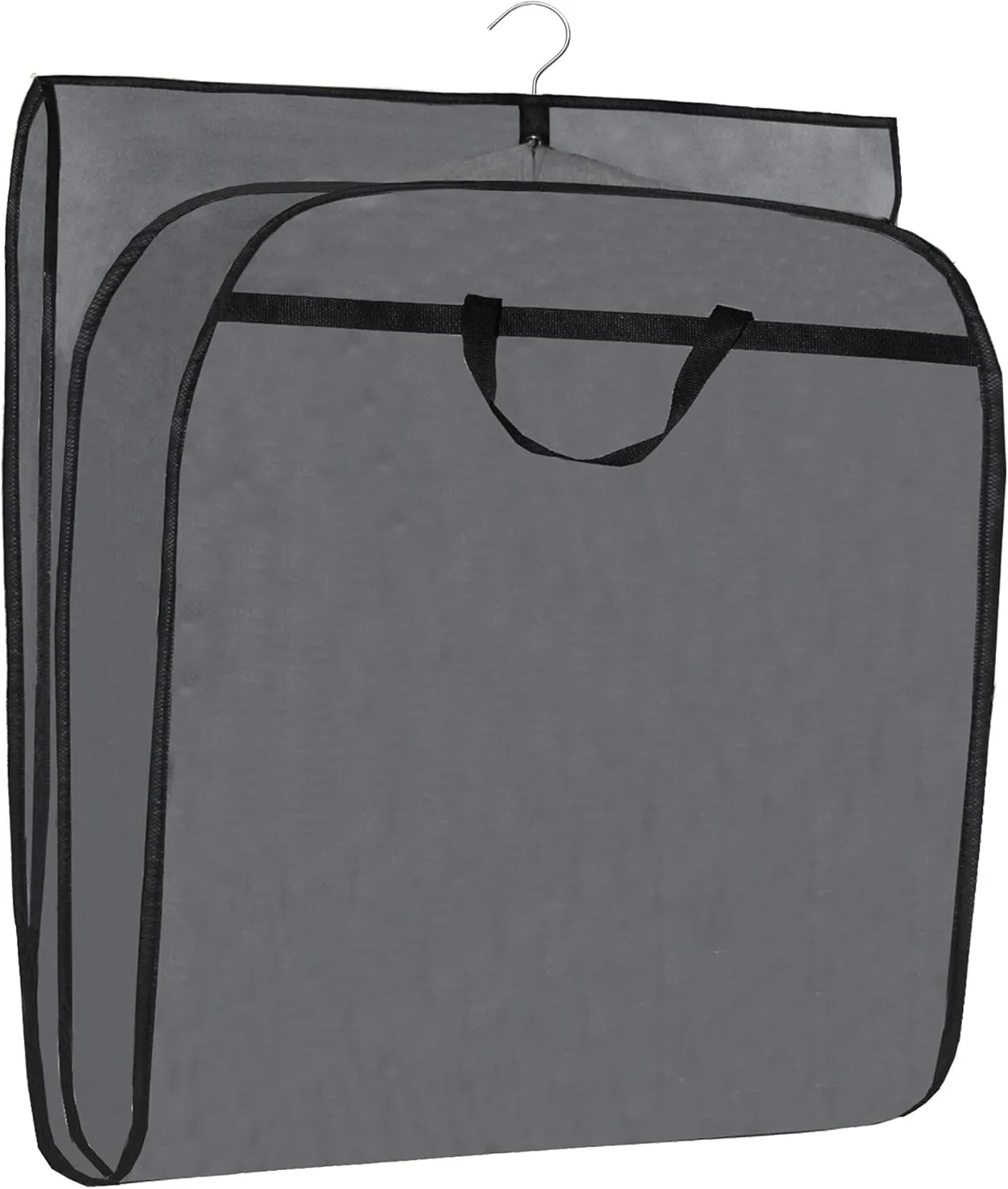 MISSLO 43" Gusseted Travel Garment Bag with Accessories Zipper Pocket Hanging Garment Bags for Closet Storage Suit Garment Cover for Shirts Jackets Coats Dance Costume, Grey