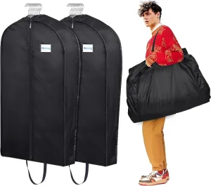 MISSLO Garment Bags for Travel Heavy Duty Moving Bags Large Capacity Hanging Clothes Bag for 20 Shirts Waterproof Fabric Suit Covers for Closet Storage 2 Packs, 43"