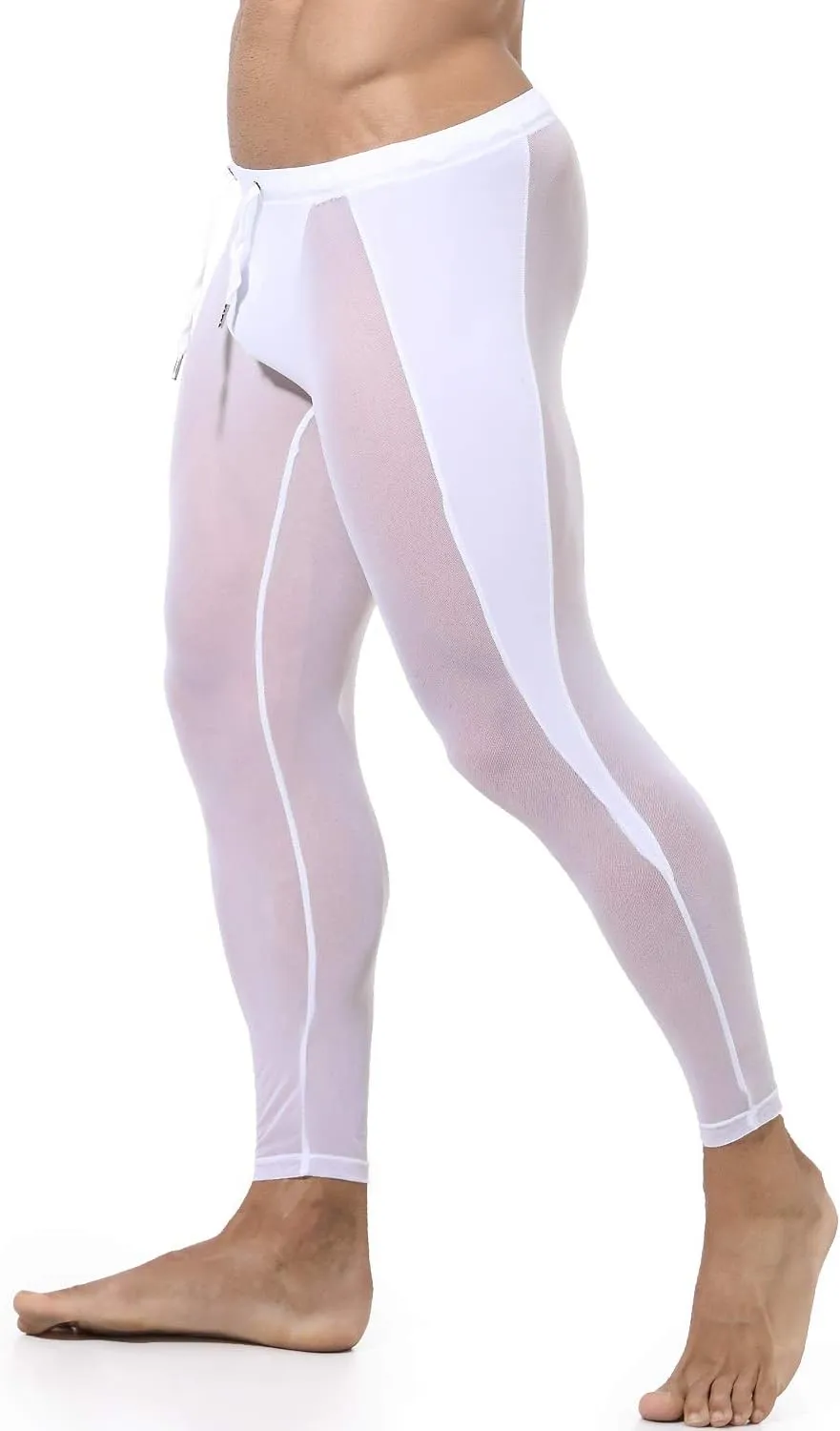 MIZOK Men's Mesh Yoga Pants See Through Compression Tights Workout Leggings
