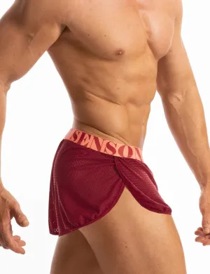 MIZOK Men's Slit Side Bodybuilding Shorts Breathable Mesh Workout Yoga Short