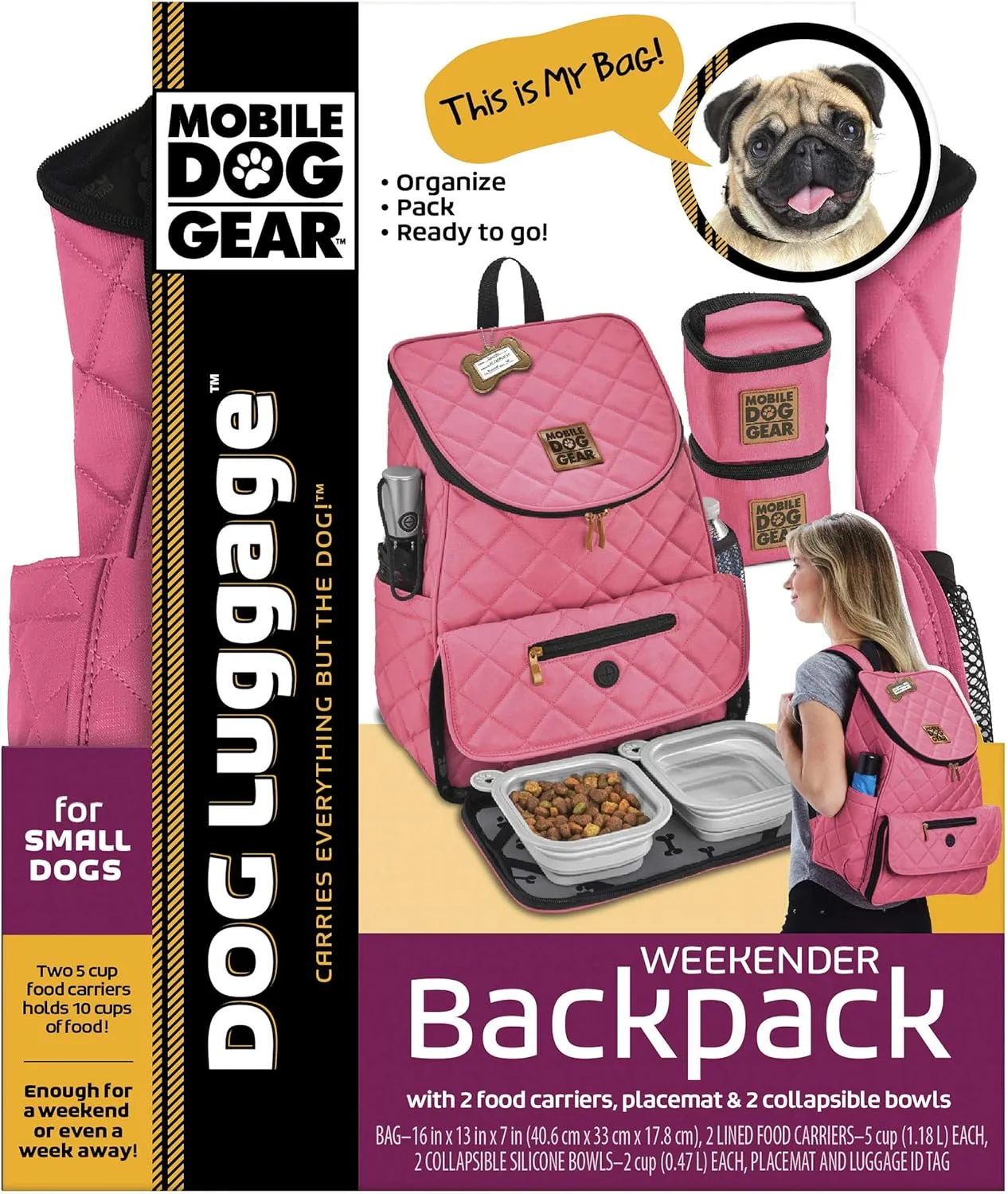 Mobile Dog Gear Unisex Weekender Backpack™ Pink One Size One Size