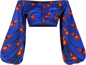 Mocure Women African Off Shoulder Crop Top Bohemia Printing Tube Blouse for Party Rave Festival