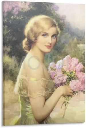 MOJDI Girl with Lilac by Albert Henry Collings Canvas Painting Posters And Prints Wall Art Pictures for Living Room Bedroom Decor 08x12inch(20x30cm) Frame-style