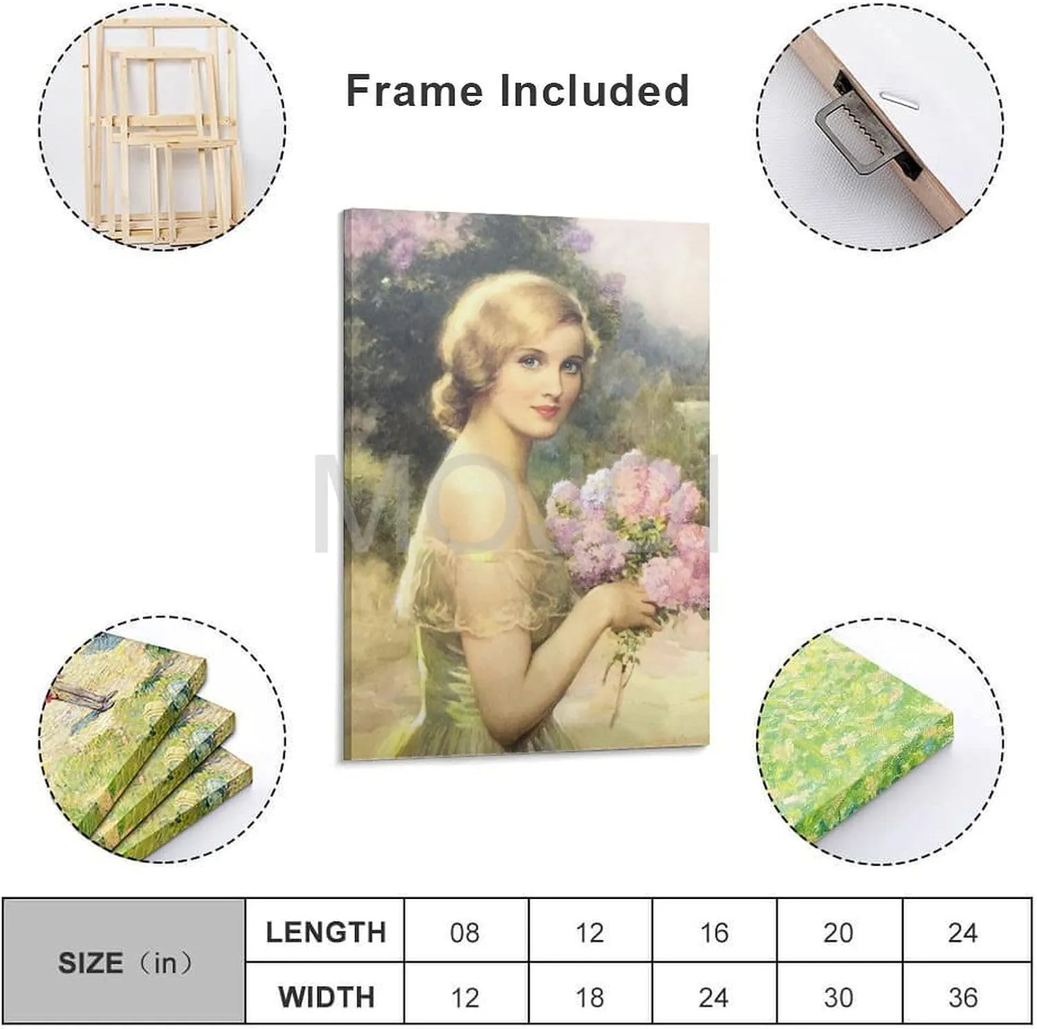MOJDI Girl with Lilac by Albert Henry Collings Canvas Painting Posters And Prints Wall Art Pictures for Living Room Bedroom Decor 08x12inch(20x30cm) Frame-style