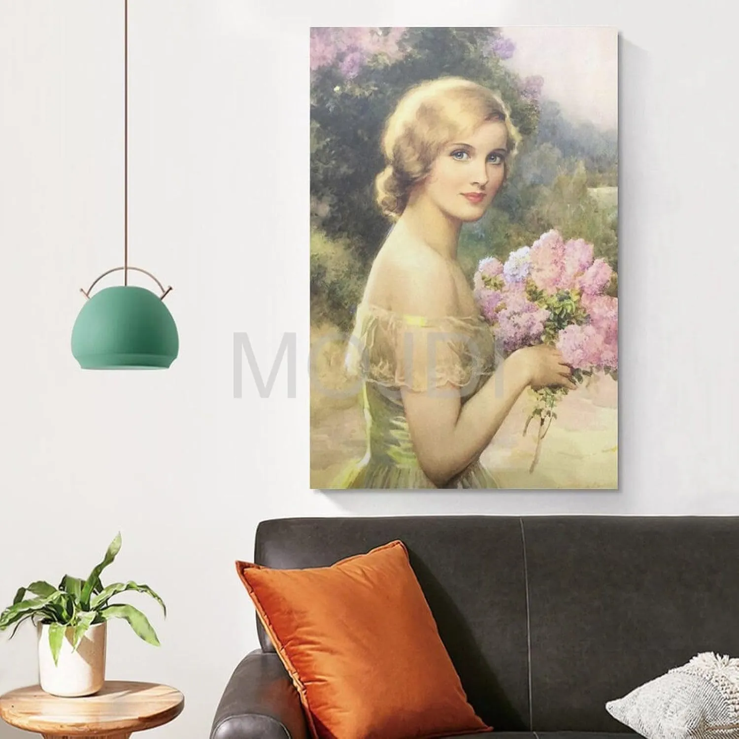 MOJDI Girl with Lilac by Albert Henry Collings Canvas Painting Wall Art Poster for Bedroom Living Room Decor 12x18inch(30x45cm) Unframe-style