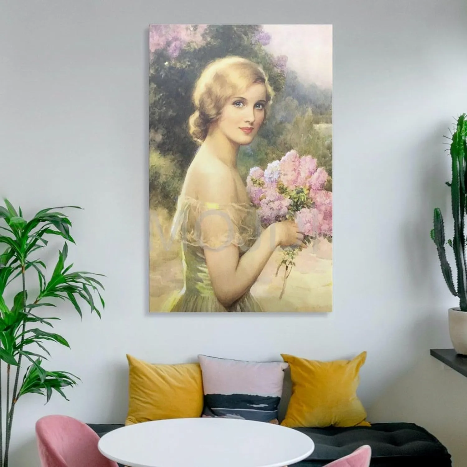 MOJDI Girl with Lilac by Albert Henry Collings Canvas Painting Wall Art Poster for Bedroom Living Room Decor 12x18inch(30x45cm) Unframe-style