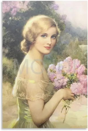 MOJDI Girl with Lilac by Albert Henry Collings Canvas Painting Wall Art Poster for Bedroom Living Room Decor 12x18inch(30x45cm) Unframe-style