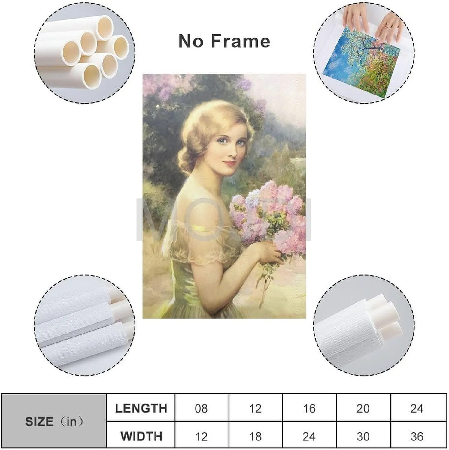 MOJDI Girl with Lilac by Albert Henry Collings Canvas Painting Wall Art Poster for Bedroom Living Room Decor 12x18inch(30x45cm) Unframe-style