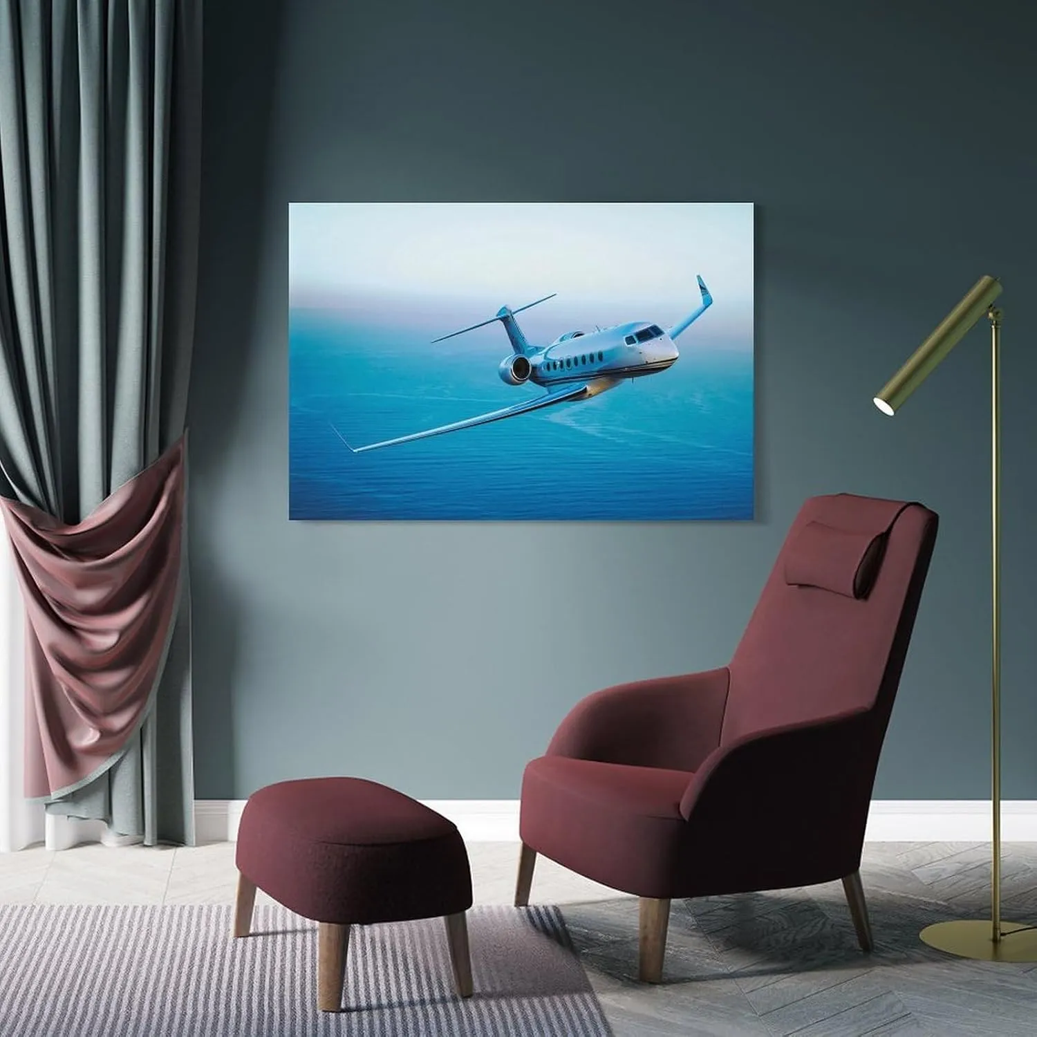 MOJDI Gulfstream G650 Aircraft Poster Canvas Wall Art Poster For Room Aesthetics And Decor Canvas Painting Wall Art Poster for Bedroom Living Room Decor 08x12inch(20x30cm) Frame-style