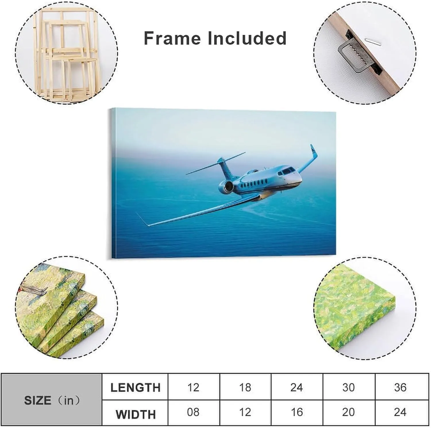 MOJDI Gulfstream G650 Aircraft Poster Canvas Wall Art Poster For Room Aesthetics And Decor Canvas Painting Wall Art Poster for Bedroom Living Room Decor 08x12inch(20x30cm) Frame-style