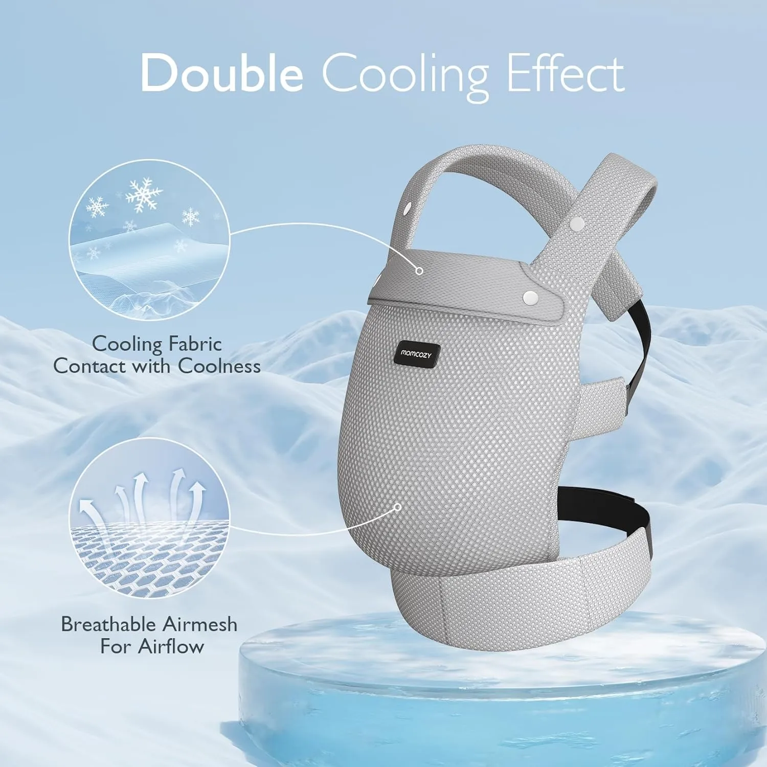 Momcozy Breathable Mesh Baby Carrier, Ergonomic and Lightweight Infant Carrier for 7-44lbs with Enhanced Lumbar Support, All Day Comfort for Hands-Free Parenting, Air Mesh-Grey