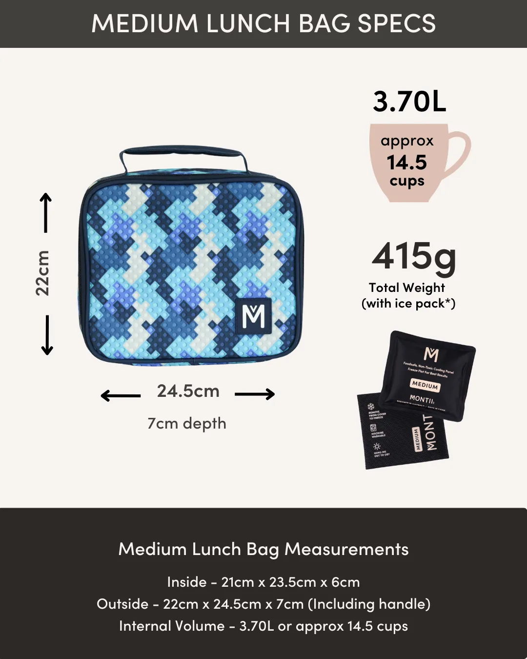 MontiiCo Medium Insulated Lunch Bag - Ripple Cloud