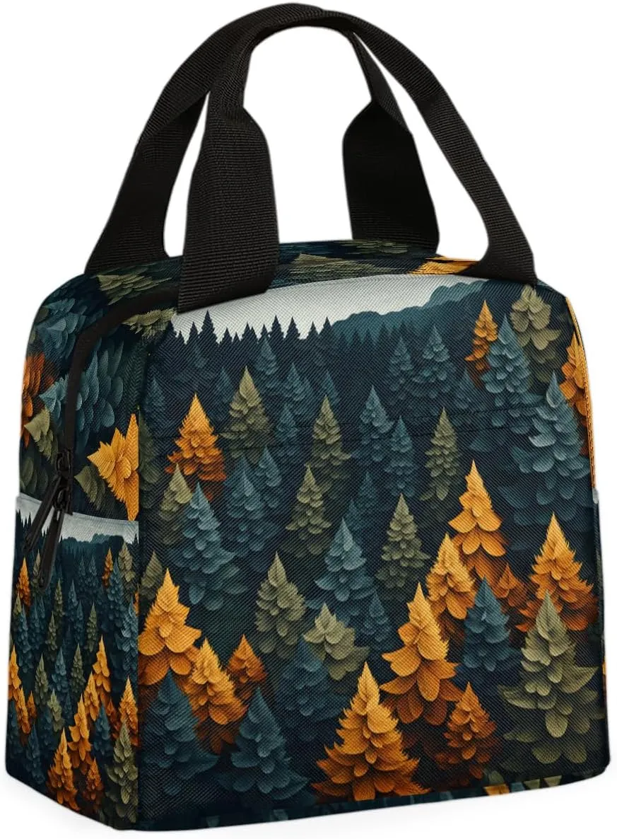 Mountain Tree Lunch Bag Birch Tree Tote Lunch Bag Reusable Lunch Box Leakproof Cooler Bag