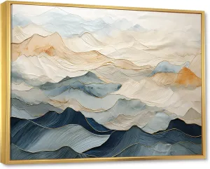 Mountains framed wall art decor, Landscape Mountains framed wall art, Harmonious Alpine Mountain Landscape, beige Large Gold framed wall art, 20x12 inches Gold Frame