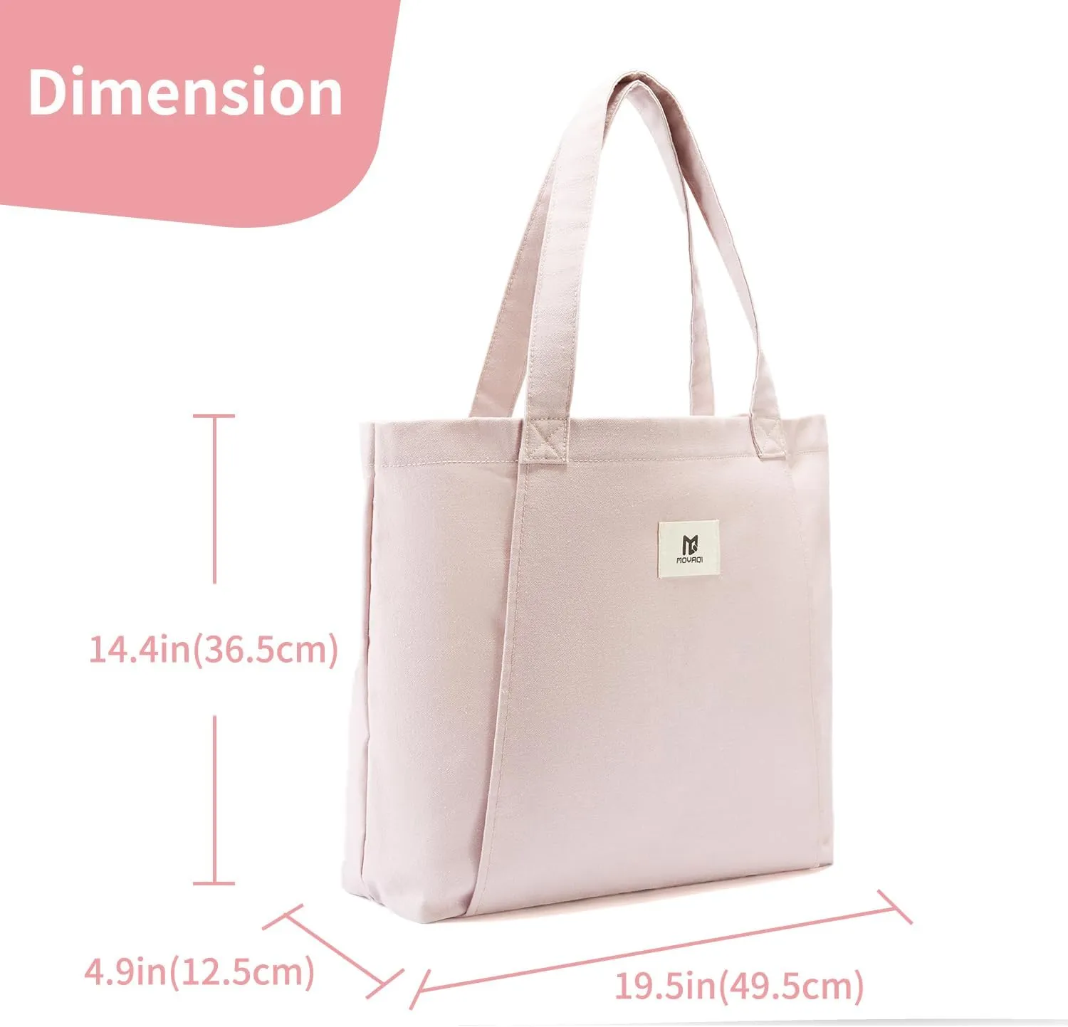 Moyaqi Canvas Tote Bag with Yoga Mat Carrier Pocket Carryall Shoulder Bag for Office, Workout, Pilates, Travel, Beach and Gym