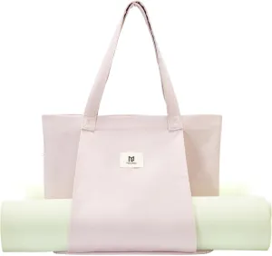 Moyaqi Canvas Tote Bag with Yoga Mat Carrier Pocket Carryall Shoulder Bag for Office, Workout, Pilates, Travel, Beach and Gym