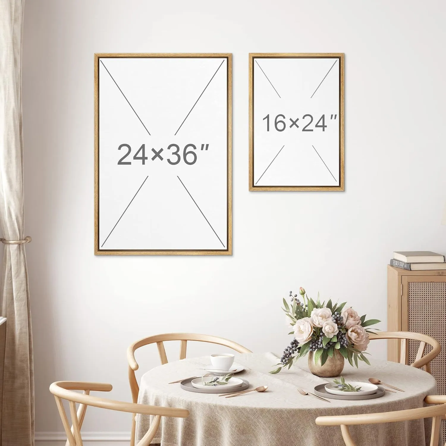 MUDECOR Framed Canvas Print Wall Art Abstract Prints Minimalist Modern Art Neutral Home Decor for Bedroom - 16"x24"x3 NATURAL