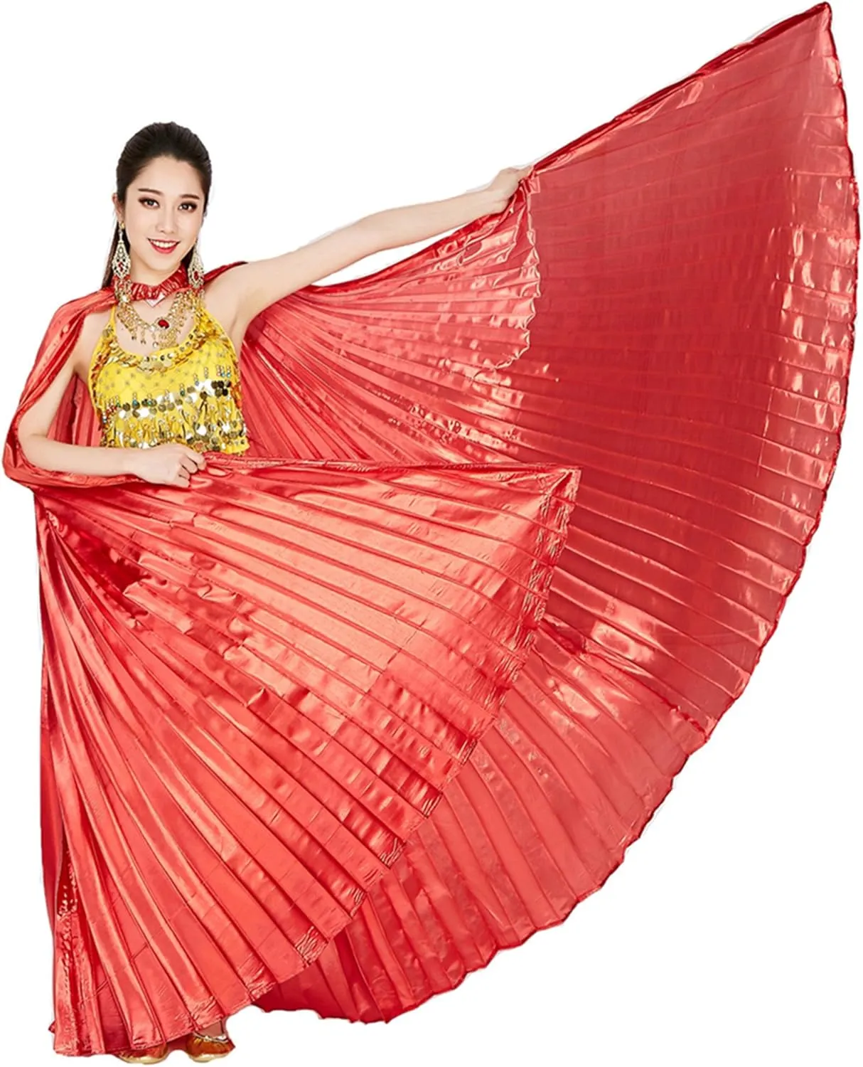 MUNAFIE Belly Dance Isis Wings with Sticks for Adult Belly Dance Costume Angel Wings for Halloween Carnival Performance