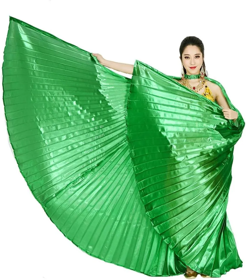 MUNAFIE Belly Dance Isis Wings with Sticks Halloween Carnival Performance Dance Costume Angel Wings(Open on The Back)