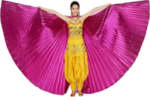 MUNAFIE Belly Dance Isis Wings with Sticks Halloween Carnival Performance Dance Costume Angel Wings(Open on The Back)
