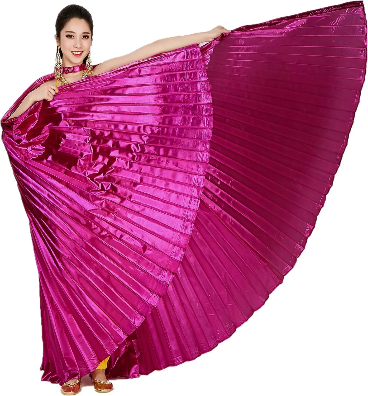 MUNAFIE Belly Dance Isis Wings with Sticks Halloween Carnival Performance Dance Costume Angel Wings(Open on The Back)