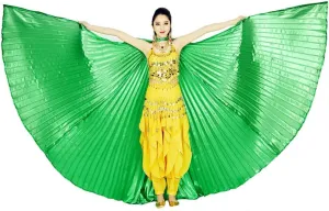 MUNAFIE Belly Dance Isis Wings with Sticks Halloween Carnival Performance Dance Costume Angel Wings(Open on The Back)