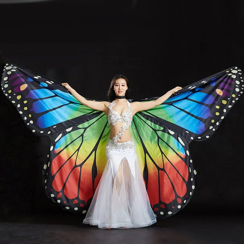 MUNAFIE Belly Dance Wings Halloween Christmas Party Colorful Butterfly Wings Performance Costumes