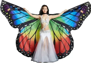 MUNAFIE Belly Dance Wings Halloween Christmas Party Colorful Butterfly Wings Performance Costumes