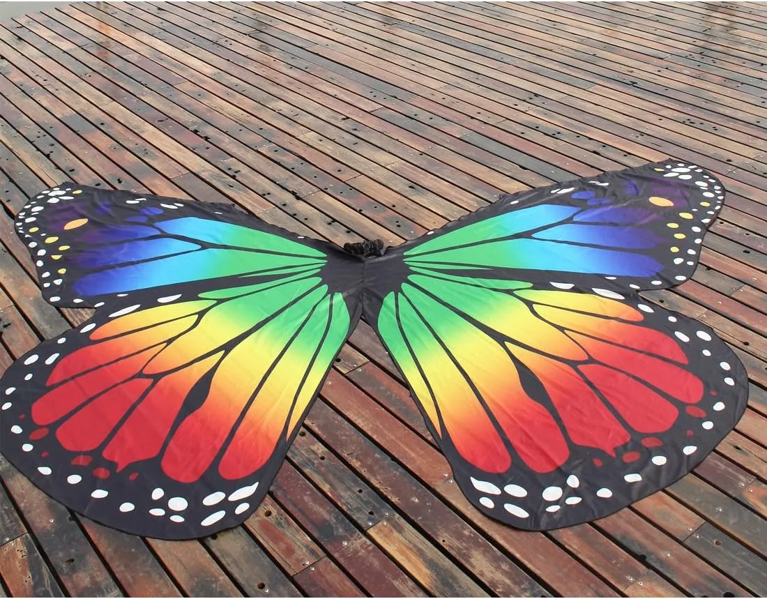 MUNAFIE Belly Dance Wings Halloween Christmas Party Colorful Butterfly Wings Performance Costumes