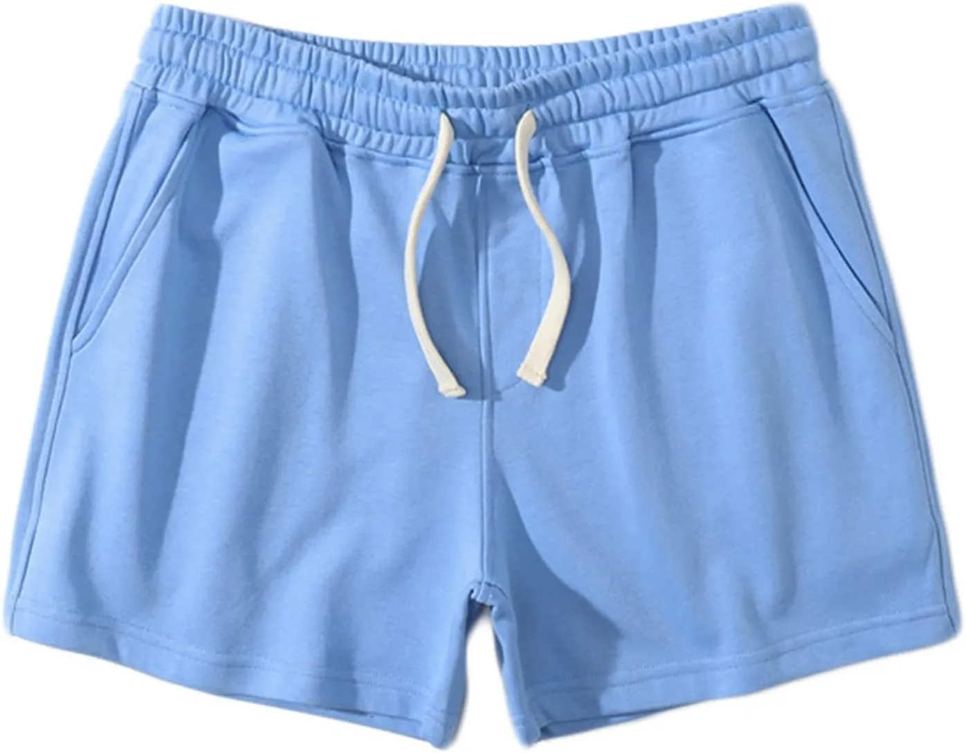 Muscularfit Mens Workout Shorts Summer Causal Elastic Waist Drawstring Cotton Shorts Loose Fit Athletic Gym Jogging Shorts