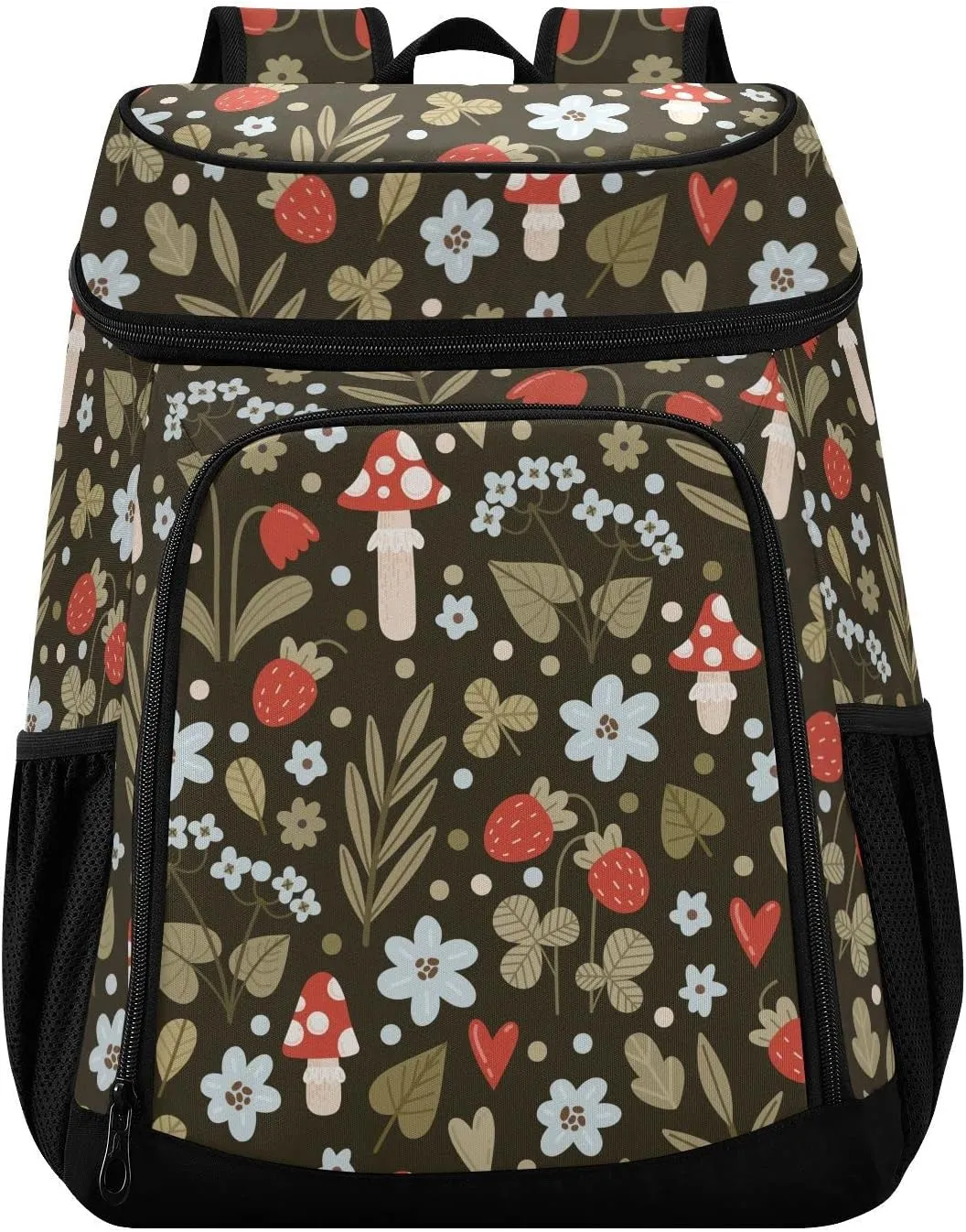 Mushroom Flower Cooler Backpack 36 Cans Insulated Backpack Cooler Leak Proof Cooler Bag Lightweight Backpack for Lunch Camping Picnic Beach
