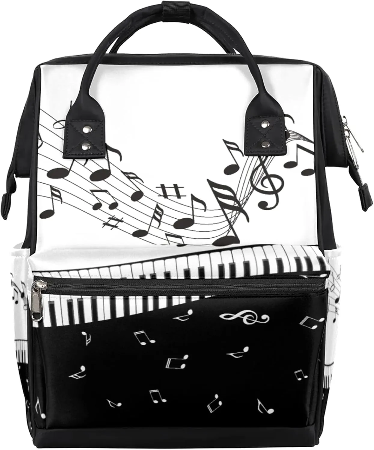 Musical Note Waterproof Diaper Bag Backpack Large Capacity Baby Bag with Stroller Straps, Multi-Pocket Diaper Bag Unisex Baby Travel Essentials Shower Gift