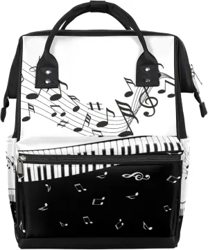 Musical Note Waterproof Diaper Bag Backpack Large Capacity Baby Bag with Stroller Straps, Multi-Pocket Diaper Bag Unisex Baby Travel Essentials Shower Gift