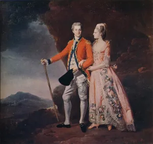 MVOVZQCV Famous Oil Painting Canvas Prints Couple in a Mountain Landscape by Johan Zoffany canvas Murals for Home Decor 60x90cm