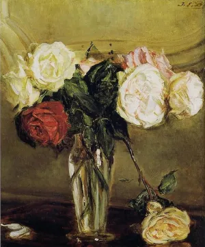 MVOVZQCV Famous Oil Painting Canvas Prints Vase of Roses by Jacques Emile Blanche canvas Murals for Home Decor 60x90cm