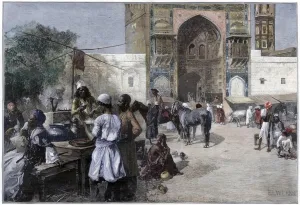 MVOVZQCV Famous Paintings Artwork Retro Print Paintings an Open-air Restaurant At Lahore India by Edwin Lord Weeks Wall Art Posters for Home Decor 60x90cm