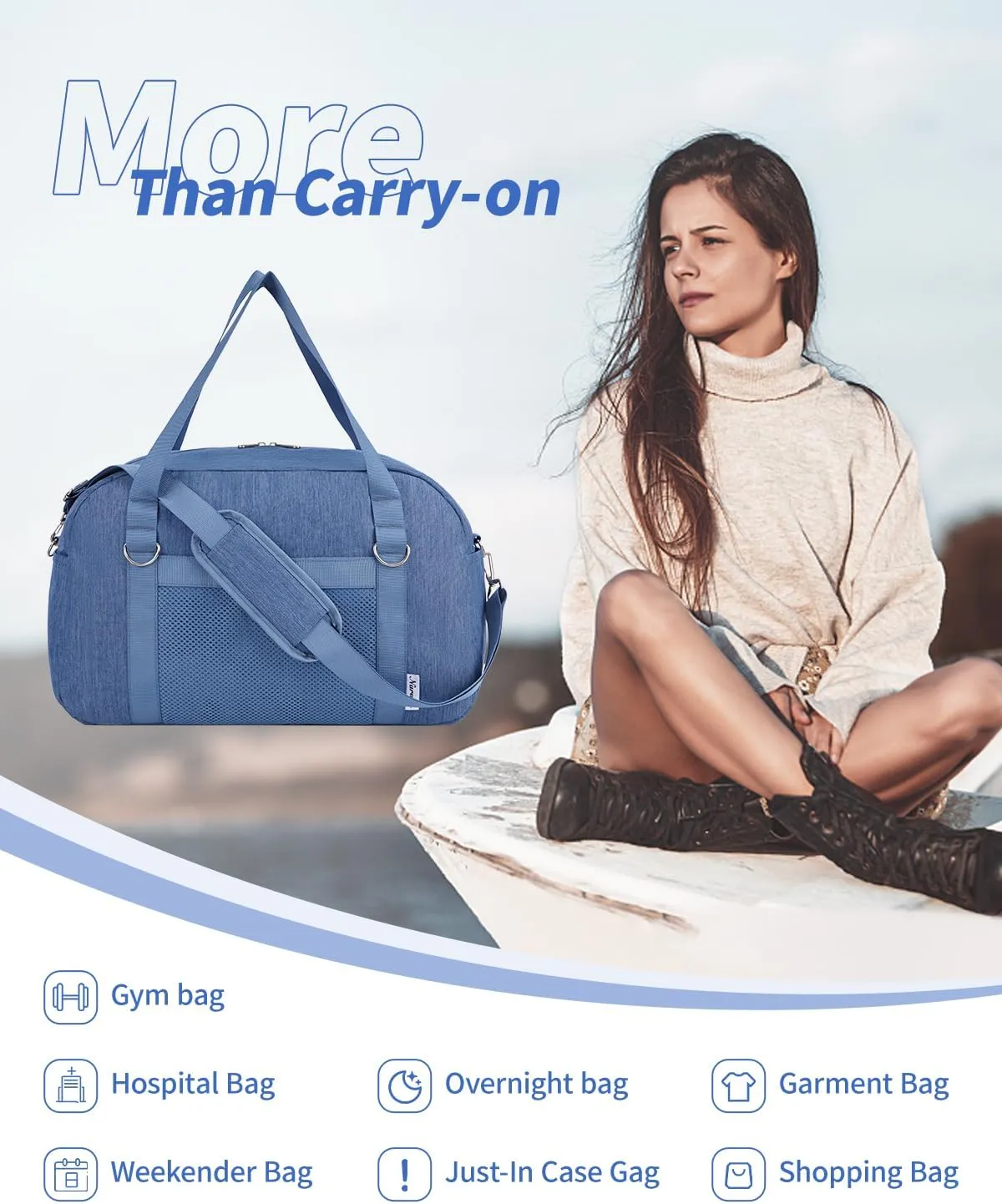 Narwey For Spirit Airlines Personal Item Bag 18x14x8, Small Duffle Bag for Travel Duffel for Traveling, Carry on Bag for Airplanes Underseat Overnight for Women and Men (Navy Blue)